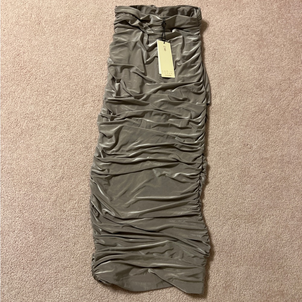 Club London midi ruched purple skirt